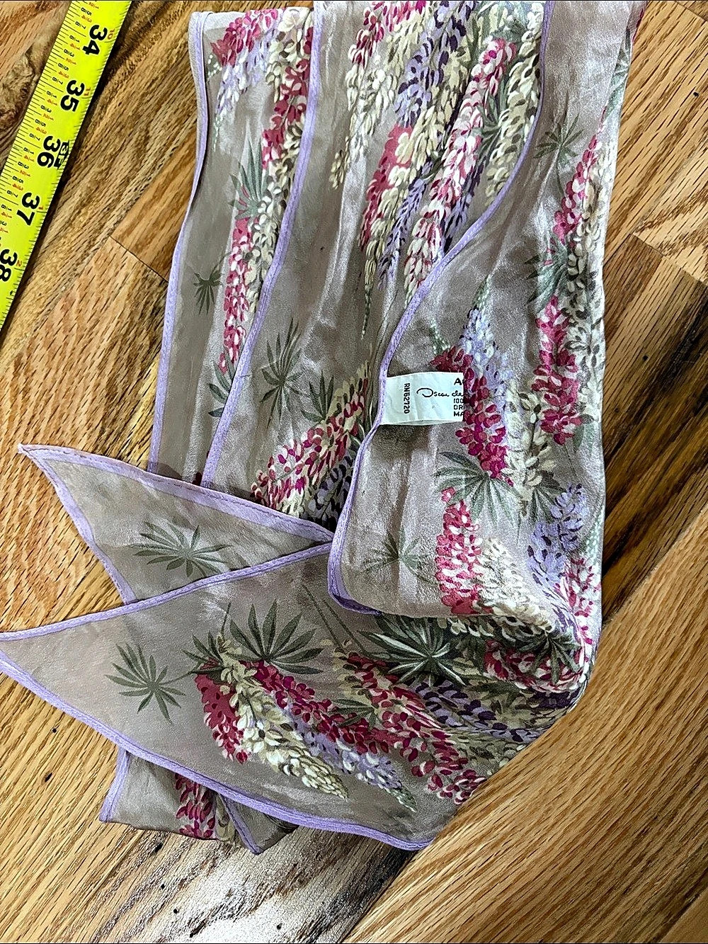 Doeskin Floral Silk Scarf in Pink & Purple